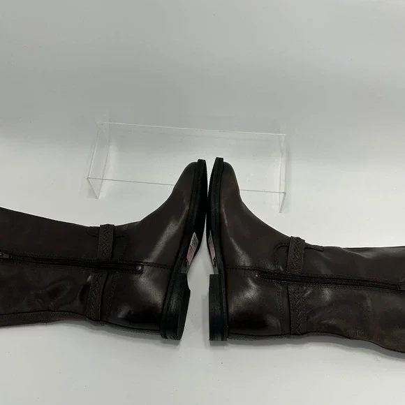 Lucky Brand Size 6.5 Brown Leather Riding Boots NEW Maltet Braided $220 - Picture 12 of 13
